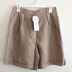 NWT Liz Claiborne Collection 100% Linen Pleated Shorts Size Large